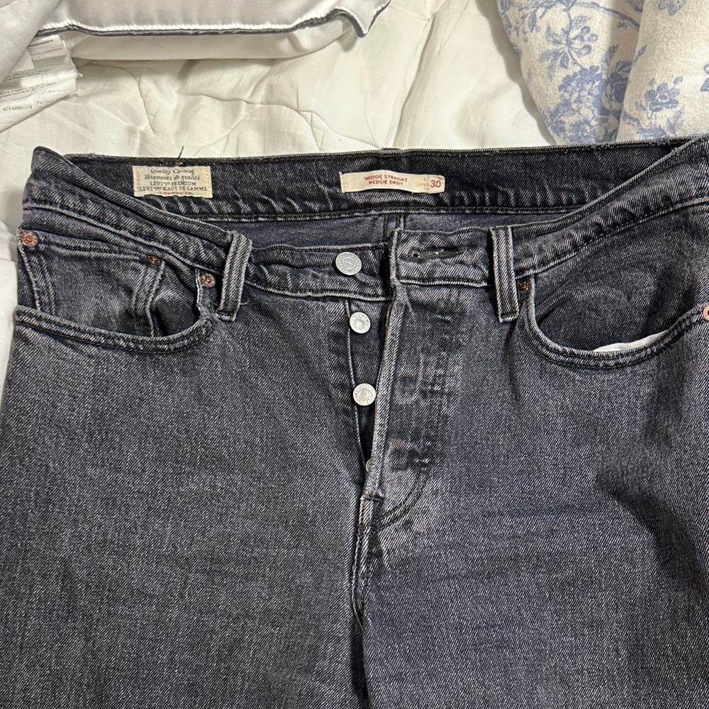 Levi's High-Rise Button-Fly Jeans in Faded Black Wash